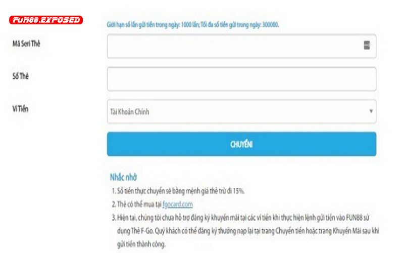 Rut tien Fun88 thong dung nhat voi the cao dien thoai Rút tiền Fun88 thông dụng nhất với thẻ cào điện thoại
